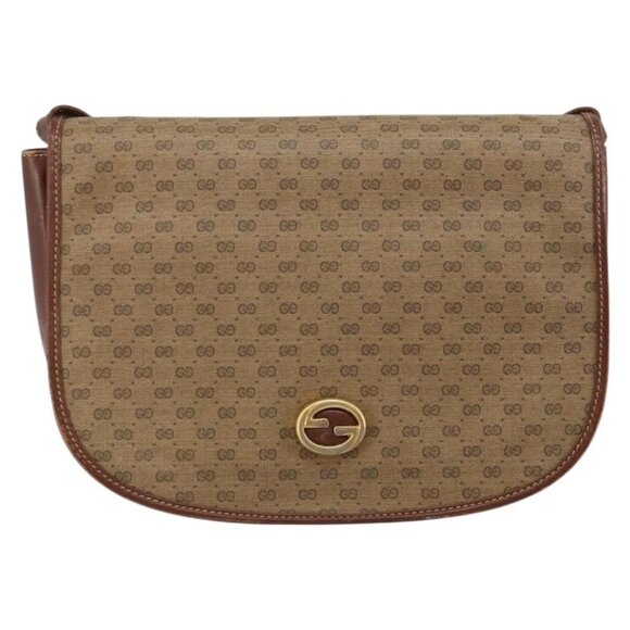GUCCI Micro GG Supreme Shoulder Bag PVC Brown Gold - Picture 2 of 16